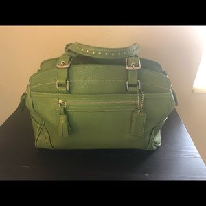 Funky green leather coach bag